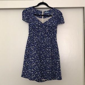 Blue Floral Print Romper